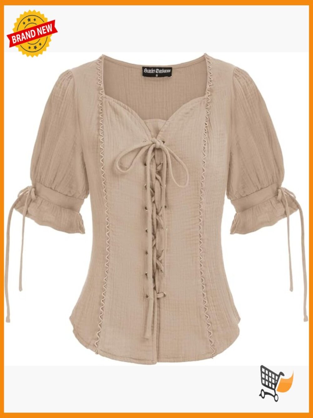 Renaissance Lace-Up Peasant Blouse Short Sleeve
